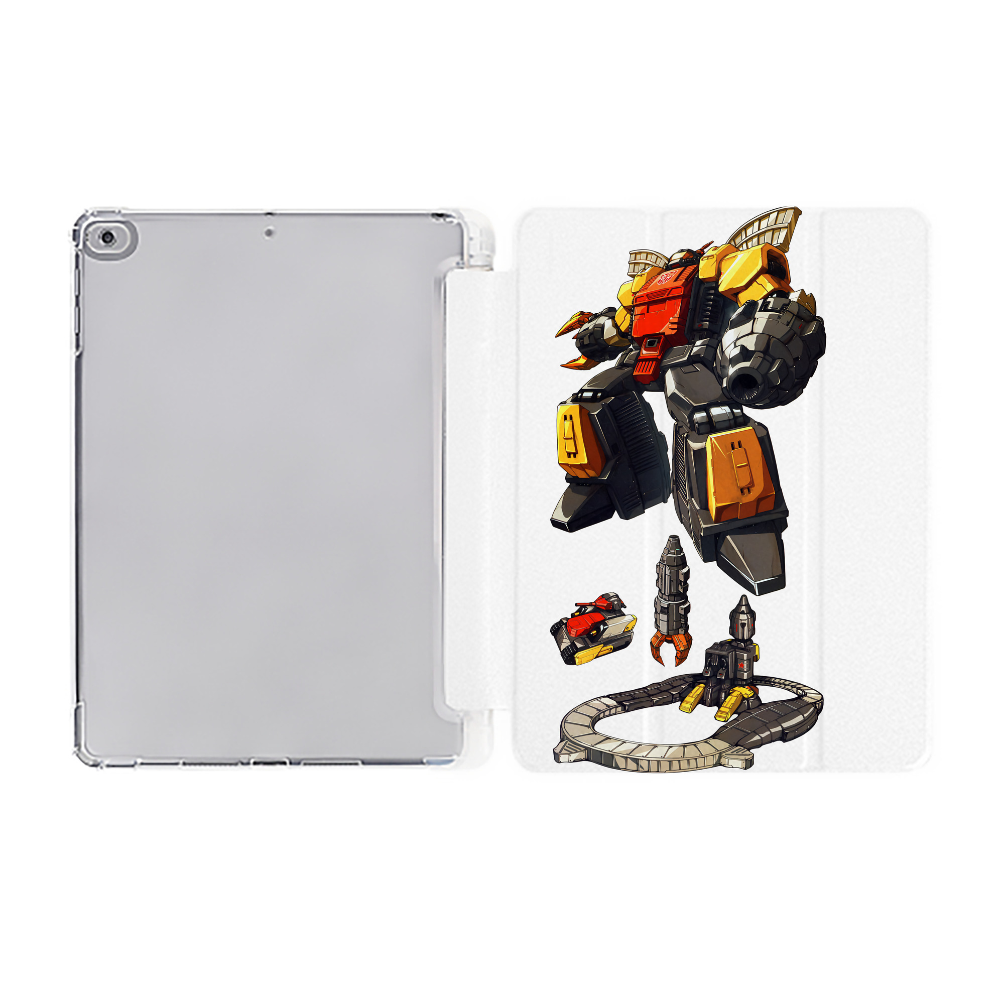 （画像用） Transformers トランスフォーマー IPad ケース ペン収納付き 三つ折りスタンド PUレザー×シリコン 対応機種9.5/10.5/10.9インチ